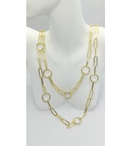 Çoklu Halka Detaylı Gold İkili Zincir Kolye Seti (40+5 cm)