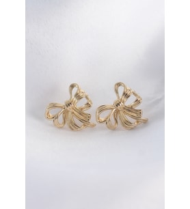 Pirinç Gold Renk Fiyonk Küpe - TJ-BKP8944