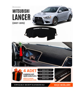 e-biz MITSUBISHI LANCER (2007-2015) Uyumlu Torpido Örtüsü, Torpido Kılıfı - Siyah-Bej - MI014