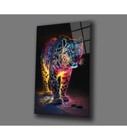 Leopar Işıkların Gölgeli Avcısı Cam Tablo