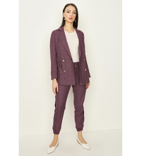 Kadın Kareli Blazer Ceket