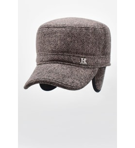 Erkek Kulaklı Kışlık Şapka Kastro Kep Yünlü Outdoor Kasket (Beyaz - Kahverengi)