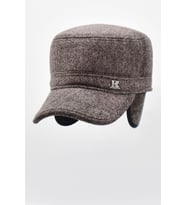 Erkek Kulaklı Kışlık Şapka Kastro Kep Yünlü Outdoor Kasket (Beyaz - Kahverengi)