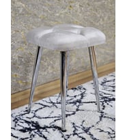 Kare Krom Kaplama Konik Ayaklı Tabure - Oturak - Bar Taburesi - Ayaklı Tabure Krem Renk 48 x 33 Boyut/Ebat (Çok Renkli)