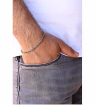 Yuvarlak Kalıp Erkek Gümüş El Işi Bileklik Kral Zincir 2.7 Mm