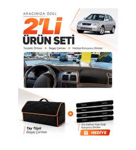 e-biz HYUNDAİ ACCENT ADMİRE-MİLENİUM (2000-2006) Torpido + Tay Tüyü Çanta - Siyah-Kahverengi - HU009