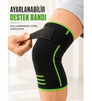 Ayarlanabilir Bantlı Spor Dizlik Nefes Alabilen Esnek Diz Destekleyici Siyah Yeşil