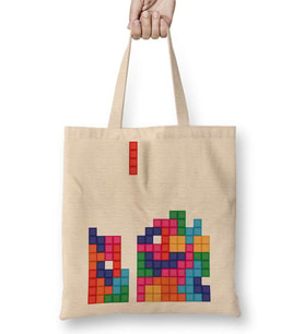 Tetris Atari Oyun Games Bez Çanta Uzun Saplı