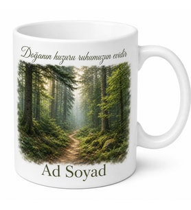Bolu Orman Yolu Temalı Kişiye Özel Kupa Bardak Doğa Hediye Mug