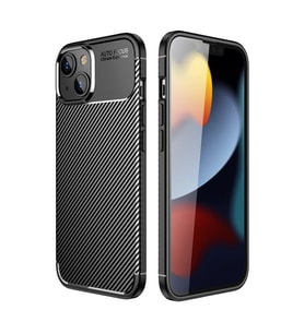 Apple iPhone 14 Plus Kılıf Auto Focus Karbon Kapak - Siyah