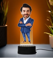 Doğum Günü Hediyesi,Sevgiliye Hediye, Kişiye Özel Fotoğraflı Müdür 2  Karikatür 3D Led Lamba (Beyaz)