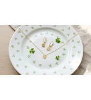 925 Ayar Papatya Silver Lazer Kesim Yonca Kolye Küpe Set.rose.gold.rodaj