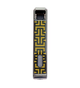 Parmida Tek Torch Pürmüz Siyah-Sarı Desenli Metal Puro Çakmağı - TR9224