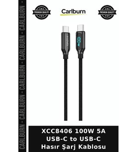 XCC8406 100W 5A USB-C to USB-C Hasır Şarj Kablosu Güç Mobil Akıllı