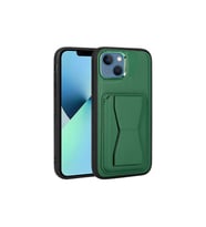 Apple iPhone 13 Uyumlu Kılıf Kartlıklı Standlı Pu Deri Zore Memo Kapak (Koyu Yeşil)
