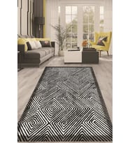 Dijital Kaymaz Taban Yıkanabilir Modern Renkli Salon Halısı Mutfak Halısı Yolluk ND-HT-156 (Siyah)