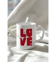 Love Temalı 330ml Baskılı Beyaz Seramik Kupa Bardak