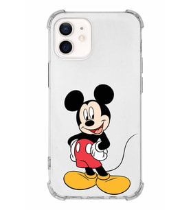 Apple iPhone 12 Uyumlu Köşe Korumalı Antişok  Kapak Mickey Mouse Tasarımlı Şeffaf  Kılıf