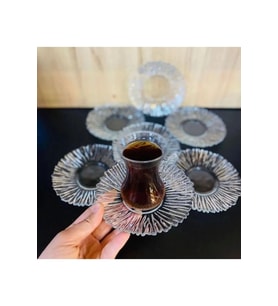 6 Lı Çay Tabağı özel Tasarım Cam Bardak Altlığı