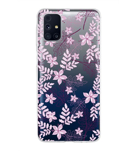 Samsung Galaxy M31s Kapak Floral Pudra Tasarımlı Şeffaf Silikon Kılıf