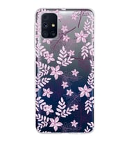 Samsung Galaxy M31s Kapak Floral Pudra Tasarımlı Şeffaf Silikon Kılıf