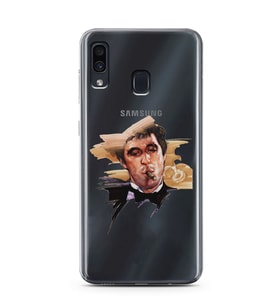 Samsung Galaxy A20/A30 Uyumlu Tony Montana Scarface Desenli Şeffaf Telefon Kılıfı