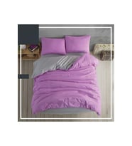 Full Öğrenci Seti, Fitted Çarşaflı Tek Kiş Nevresim Tk+Yorgan+Yastık - Lila Gri