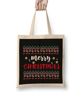Yılbaşı Yeni Yıl Konseptli Merry Christmas 019 Bez Çanta Uzun Saplı