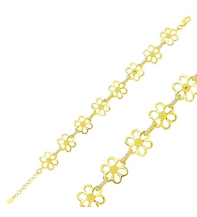 925 Ayar Gümüş Gold Sarı Papatya Bileklik