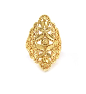 Altın Kaplama Baklava Desen Hint Model Yüzük YZK-471 (Gold)