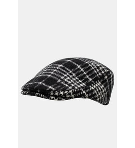 Erkek Kışlık Flat Cap Desenli Yünlü Kasket Şapka (Siyah)