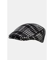 Erkek Kışlık Flat Cap Desenli Yünlü Kasket Şapka (Siyah)