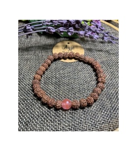 Rudraksha ( Rudrakşa) Tohumu, Pembe Kuvars Bileklik
