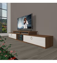 Decoraktiv Flex 130 Mdf Gold Tv Ünitesi Tv Sehpası - Ceviz Beyaz (Beyaz - Kahverengi)