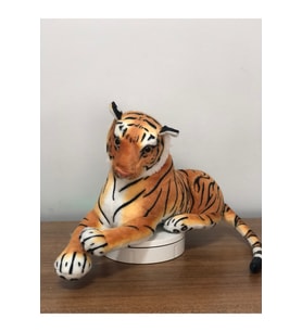 Kaplan Peluş Oyuncak Cam Gözlü Gerçekçi Hediyelik Uyku Arkadaşı 40 Cm (Çok Renkli)