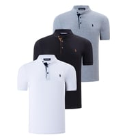 ÜÇLÜ SET T8560 DEWBERRY ERKEK T-SHIRT-SİYAH-BEYAZ-GRİ