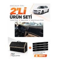 e-biz SUBARU LEGACY B4 (1998-2003) Uyumlu Torpido Örtüsü + Deri Bagaj Çantası - Siyah-Bej - SU006