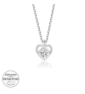 Swarovski Taşlı Gümüş Kalp Bayan Kolye