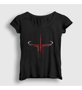Presmono Kadın Siyah Logo Oyun Quake 3 III T-Shirt 511379tt