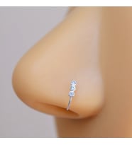 Heppii 925 Ayar Gümüş Üçtaşlı Halka Hızma Burun Piercingi