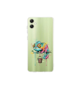 Samsung Galaxy A05 ile Uyumlu Splash Bukalemun Tasarımlı Şeffaf Silikon Kılıf