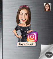 Kişiye Özel İnternet Fenomen Kadın Ahşap Magnet -1