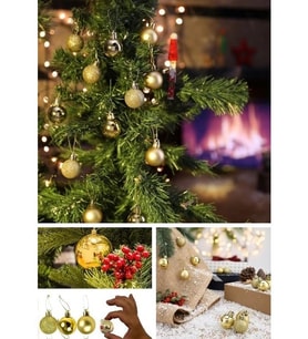 12 Lİ Süs Mini Yılbaşı Topu Noel Çam Ağacı Topu 12 Adet Gold 2,5 cm Süs Topu Parlak Gold Mat Gold