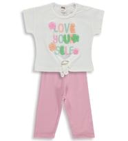 Civil Baby Garnili Çiçek Baskılı 6-18 Ay Takım - Ekru