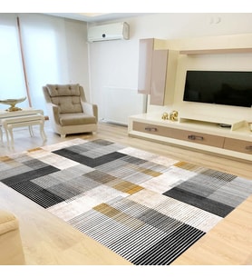Rovigo Home Dijital Baskı Yıkanabilir Kaymaz Taban Salon Halısı Ve Yolluk RV114-FNL420 (Siyah)