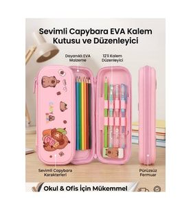 Sevimli Eva Kapaklı Renkli Kalem Kutusu ve Düzenleyici