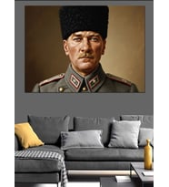 Türkiye Cumhuriyeti Kurucusu Atatürk Portresi Dekoratif Kanvas - Mdf Ahşap Tablo