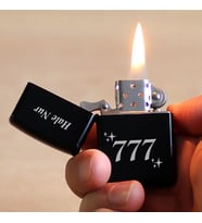 Kişiye Özel İsimli Benzinli Siyah Zippo Çakmak - 777 Baskılı