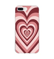 Iphone 7 Plus ve 8 Plus Uyumlu Pembe Kalp Tasarımlı Şeffaf Telefon Kılıfı