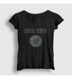 Presmono Kadın Siyah Pentagram V2 Dimmu Borgir T-Shirt 293357tt